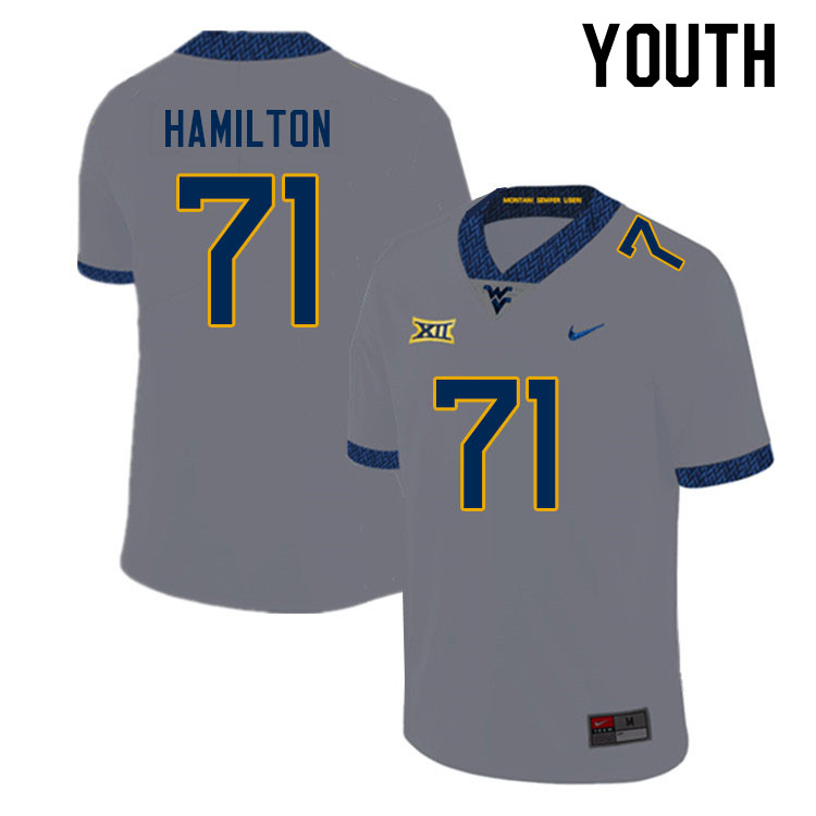 Youth #71 Maurice Hamilton West Virginia Mountaineers College Football Jerseys Sale-Gray - Click Image to Close